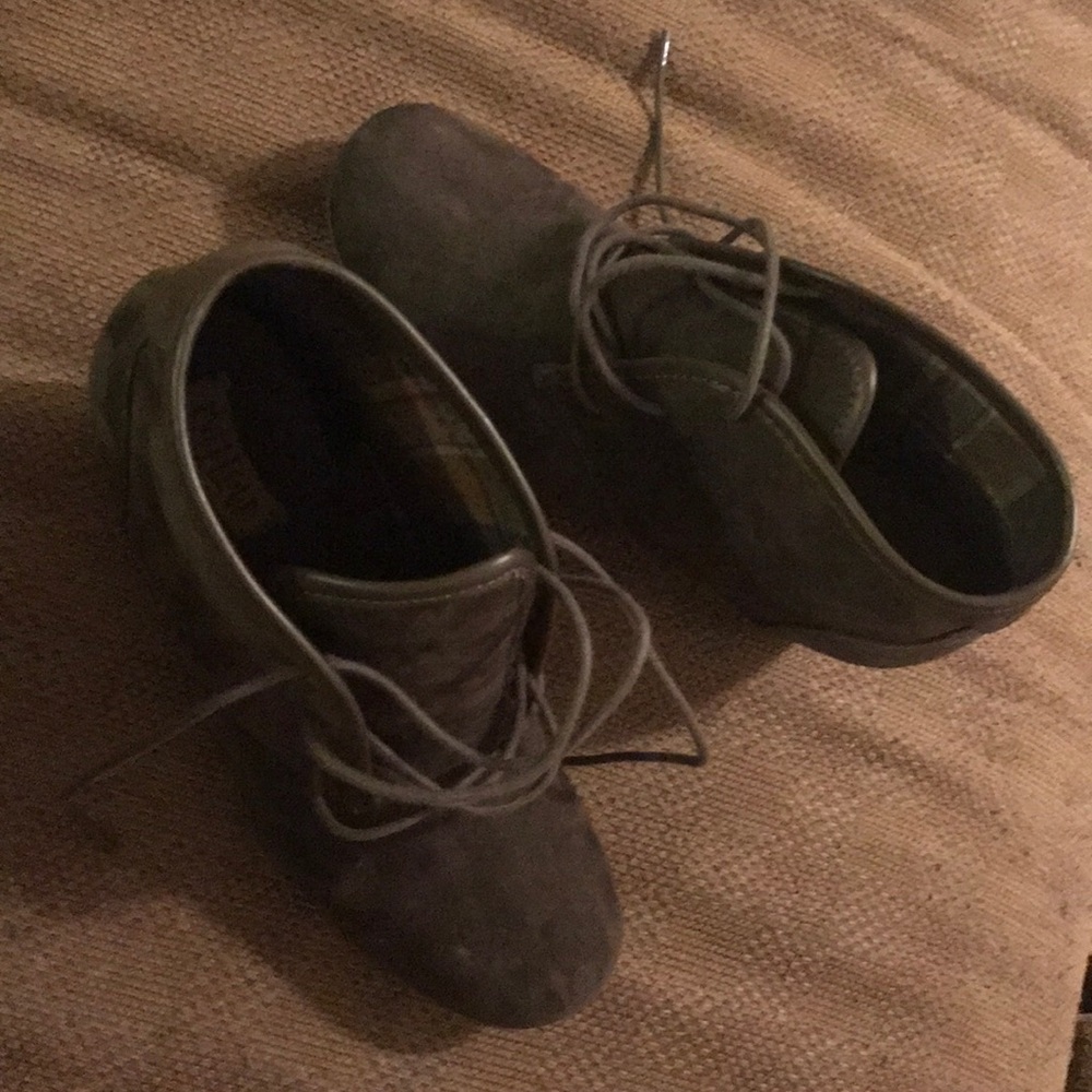 Olive green wedge booties